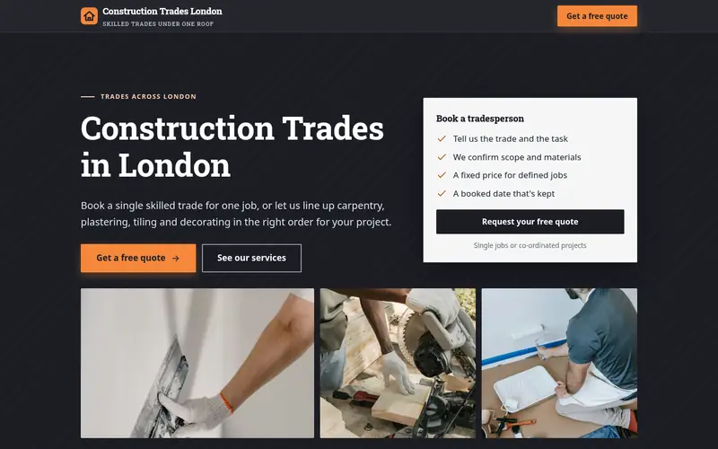 Screenshot of a construction trades site we built