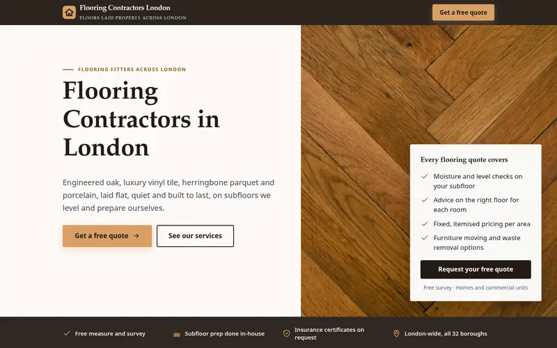 Screenshot of a flooring contractor site we built