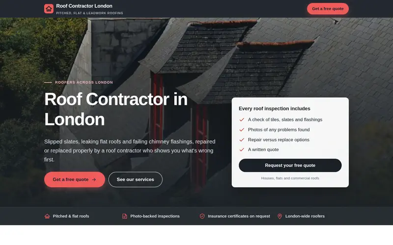 Screenshot of a roofing contractor site we built